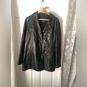 Vintage Eddie Bauer Leather Jacket Coat women size XL 100% Rindsleder Leather